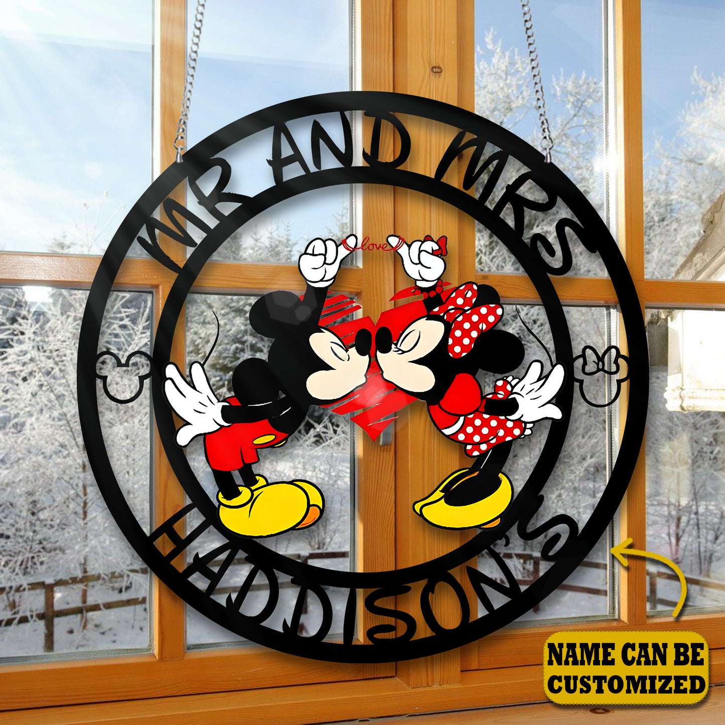 Love, Cute Mouse Couple Acrylic Window, Couple Window Hanging