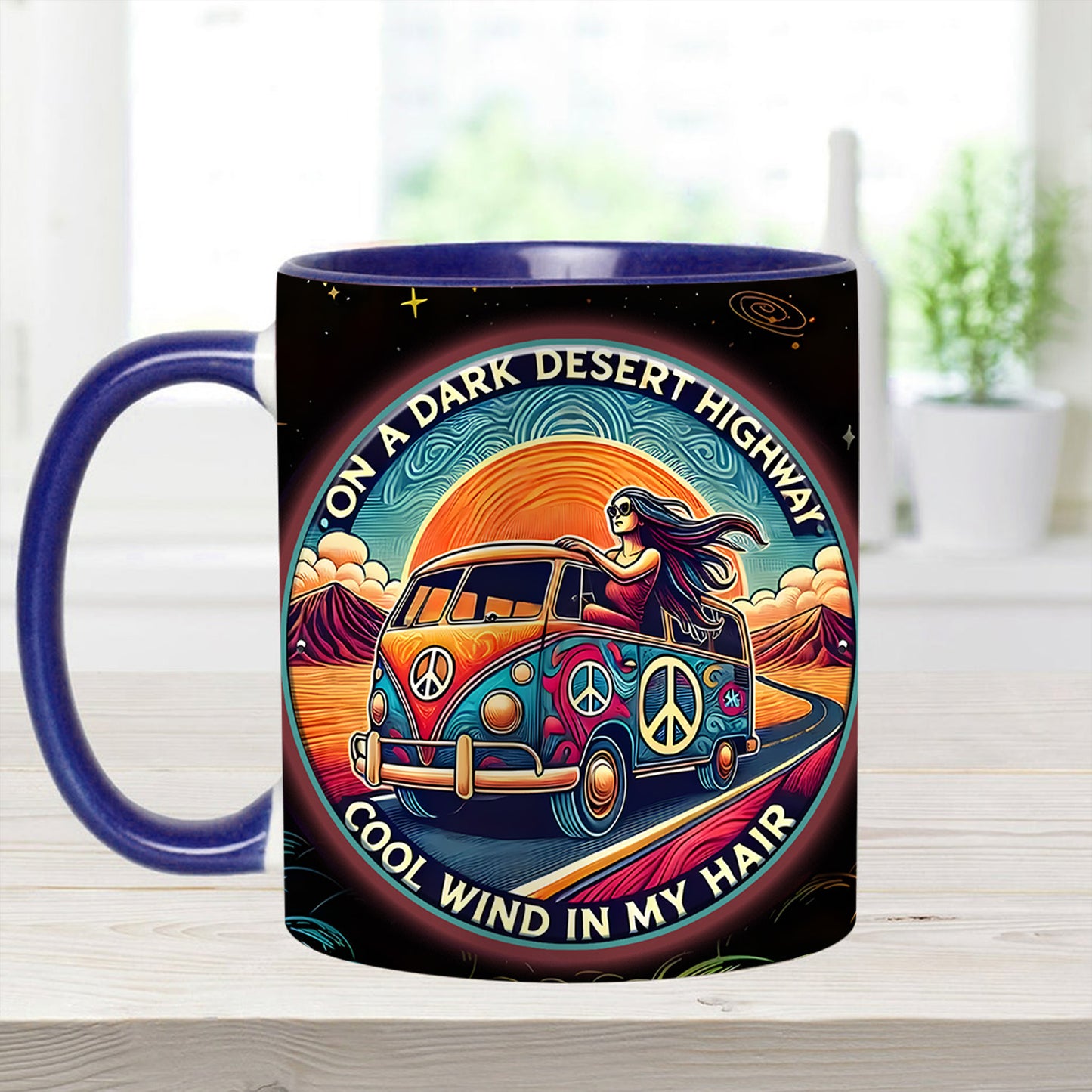 On a Dark Desert Highway - Personalized Accent Mug