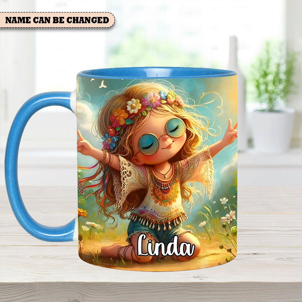 Personalized Hippie Girl Accent Mug
