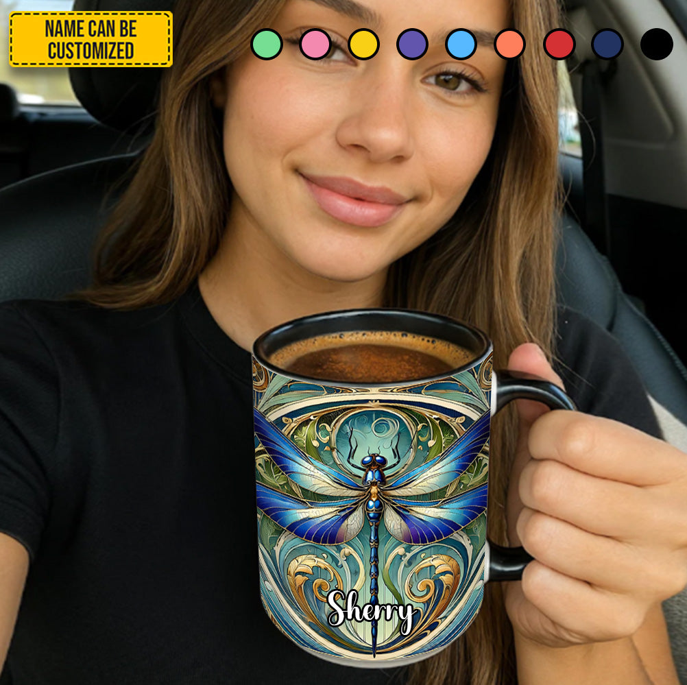 Beautiful Dragonfly - Personalized Dragonfly Accent Mug