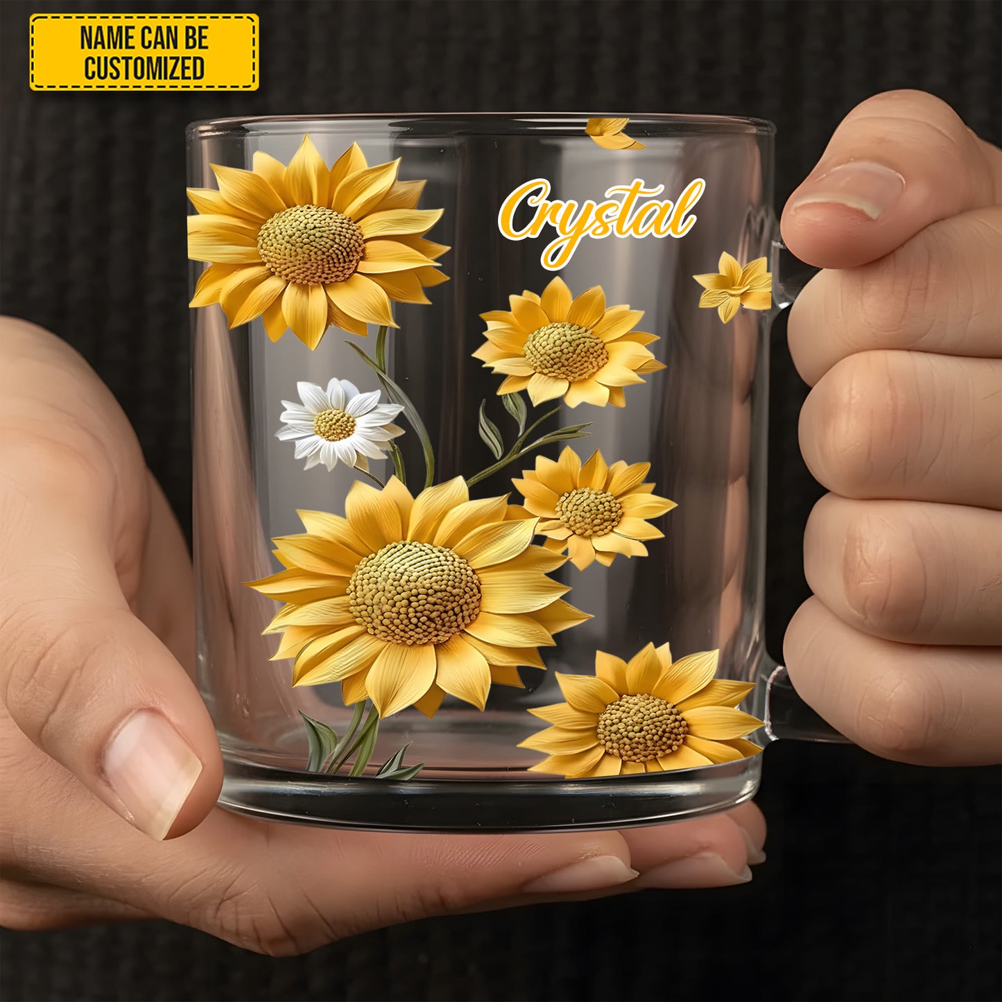 Beautiful Sunflower - Personalized Sunflower Glass Mug