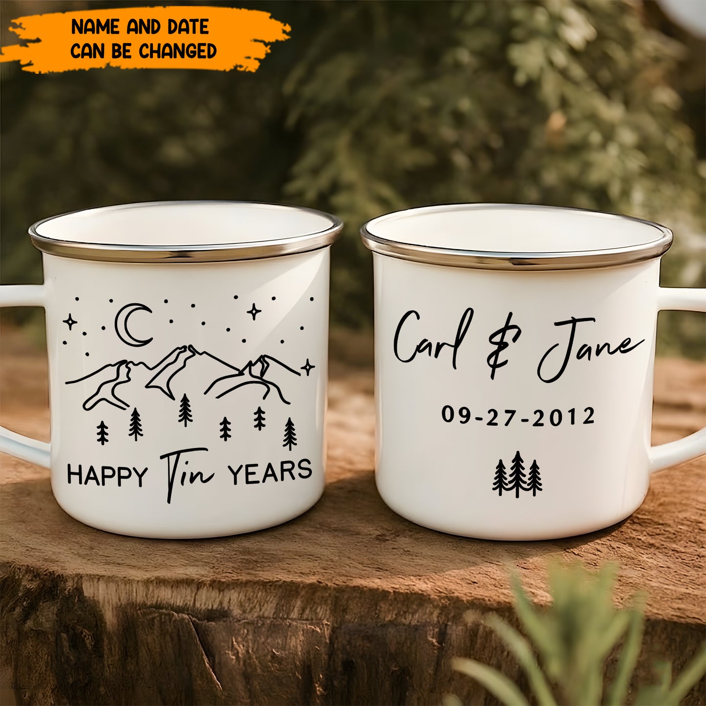 Happy Tin Years Anniversary Gift - Personalized Enamel Mug