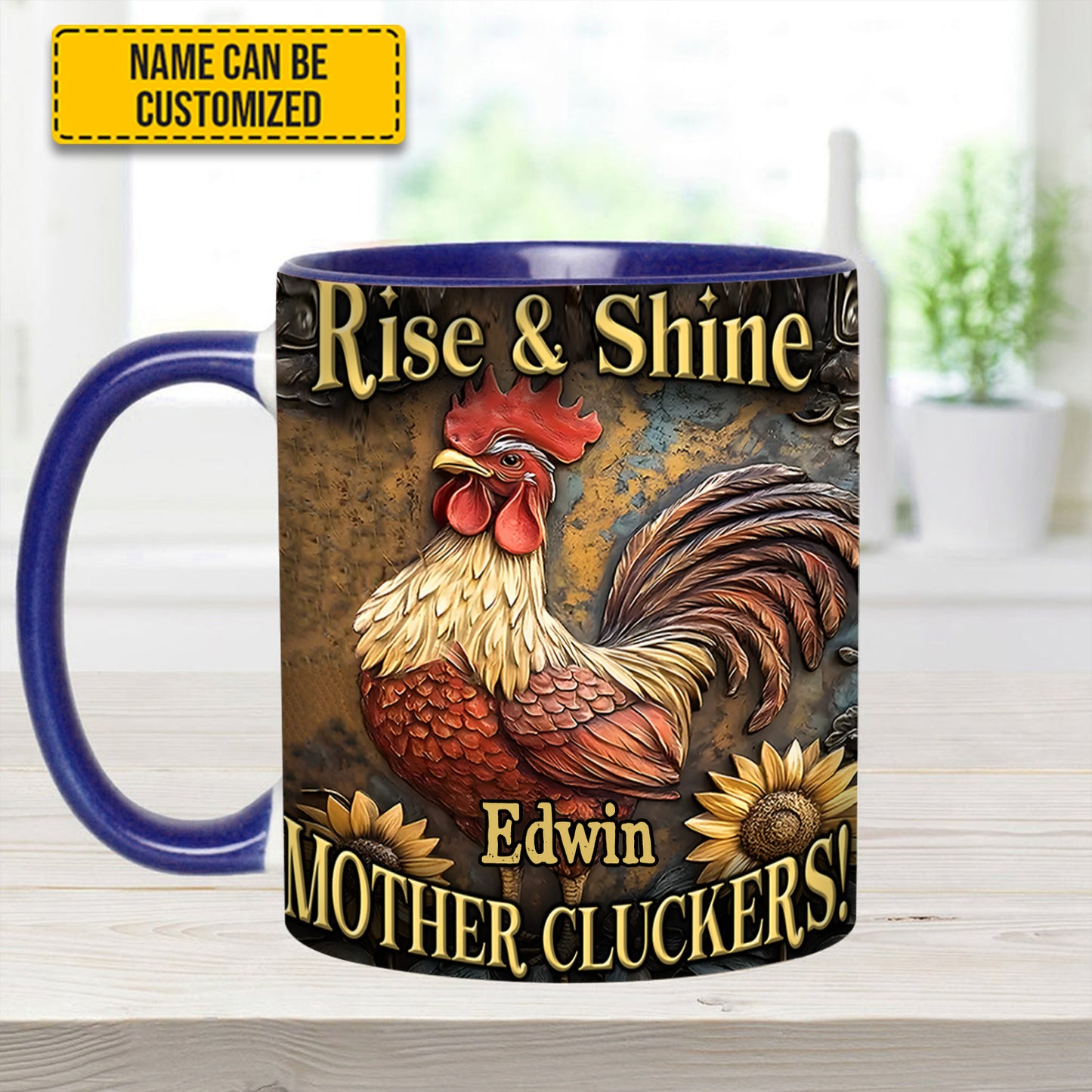 Rise & Shine - Personalized Chicken Accent Mug