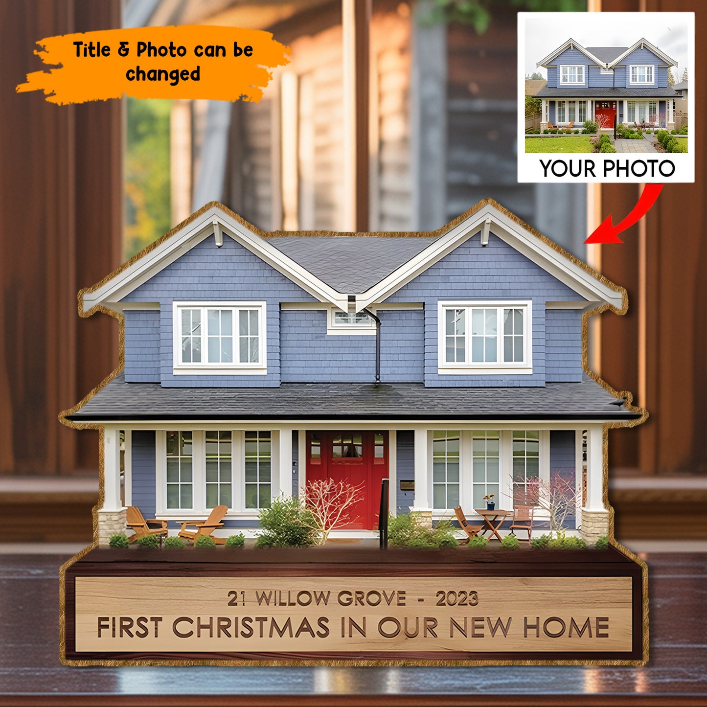 House Acrylic Plaque , Wooden Standee Customized, Personalized Shape