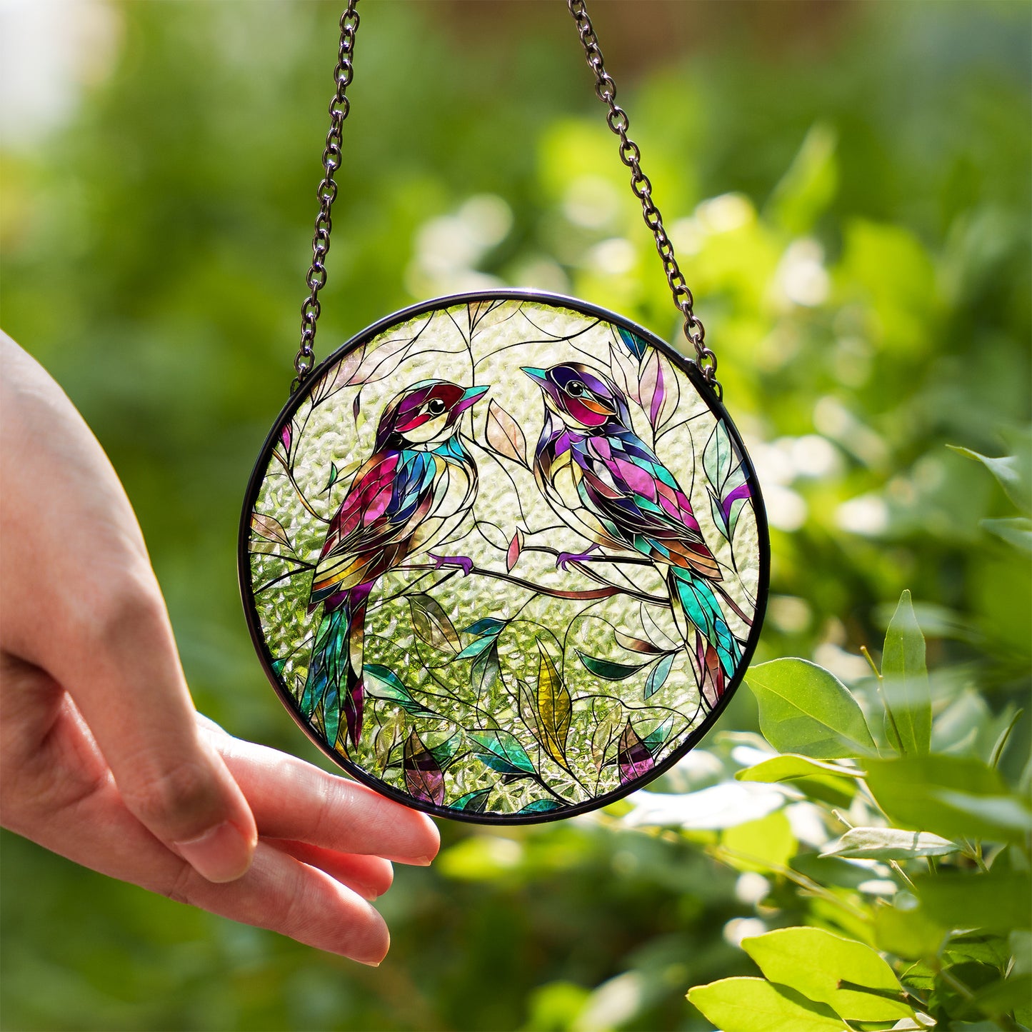 Vintage Stained Glass Bird Suncatcher