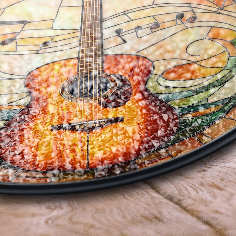 Guitar Stained Glass Suncatcher, Music Lover Window Hanging