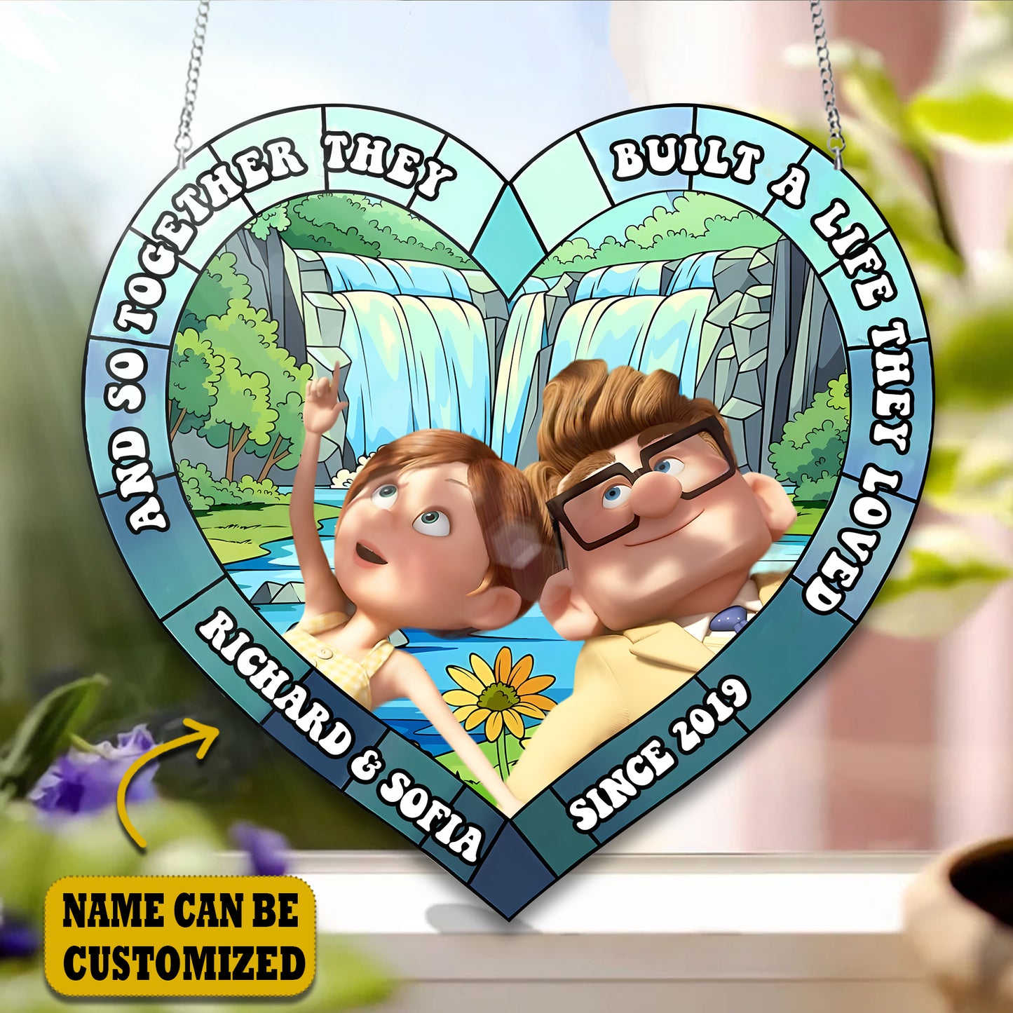 Old Couple Acrylic Window, Couple Acrylic Window Hanging