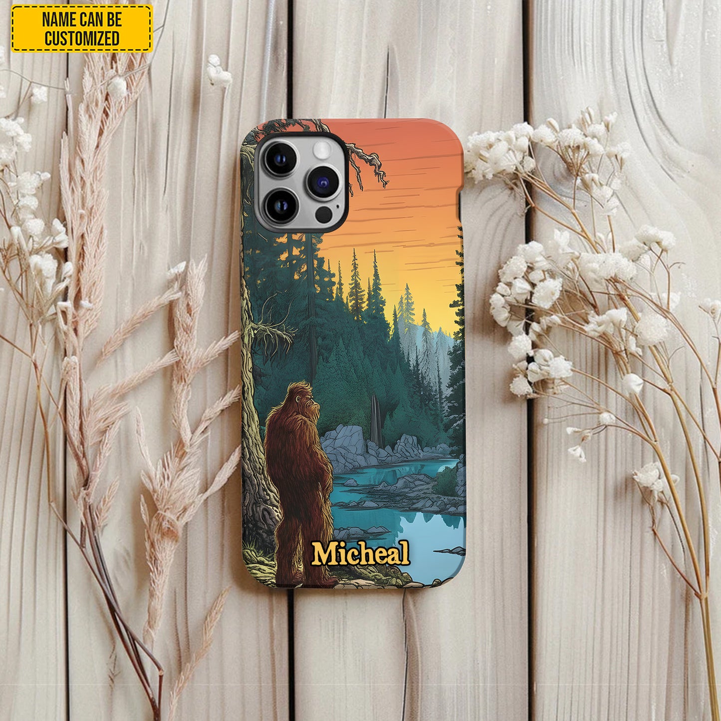 Bigfoot In Trees - Personalized Bigfoot Phone Case