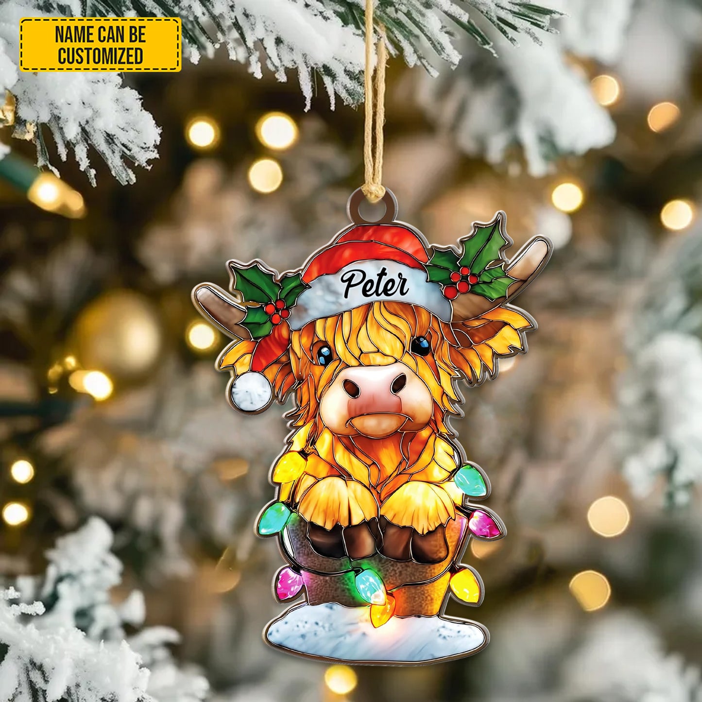 Personalized Highland Cow Christmas Ornament