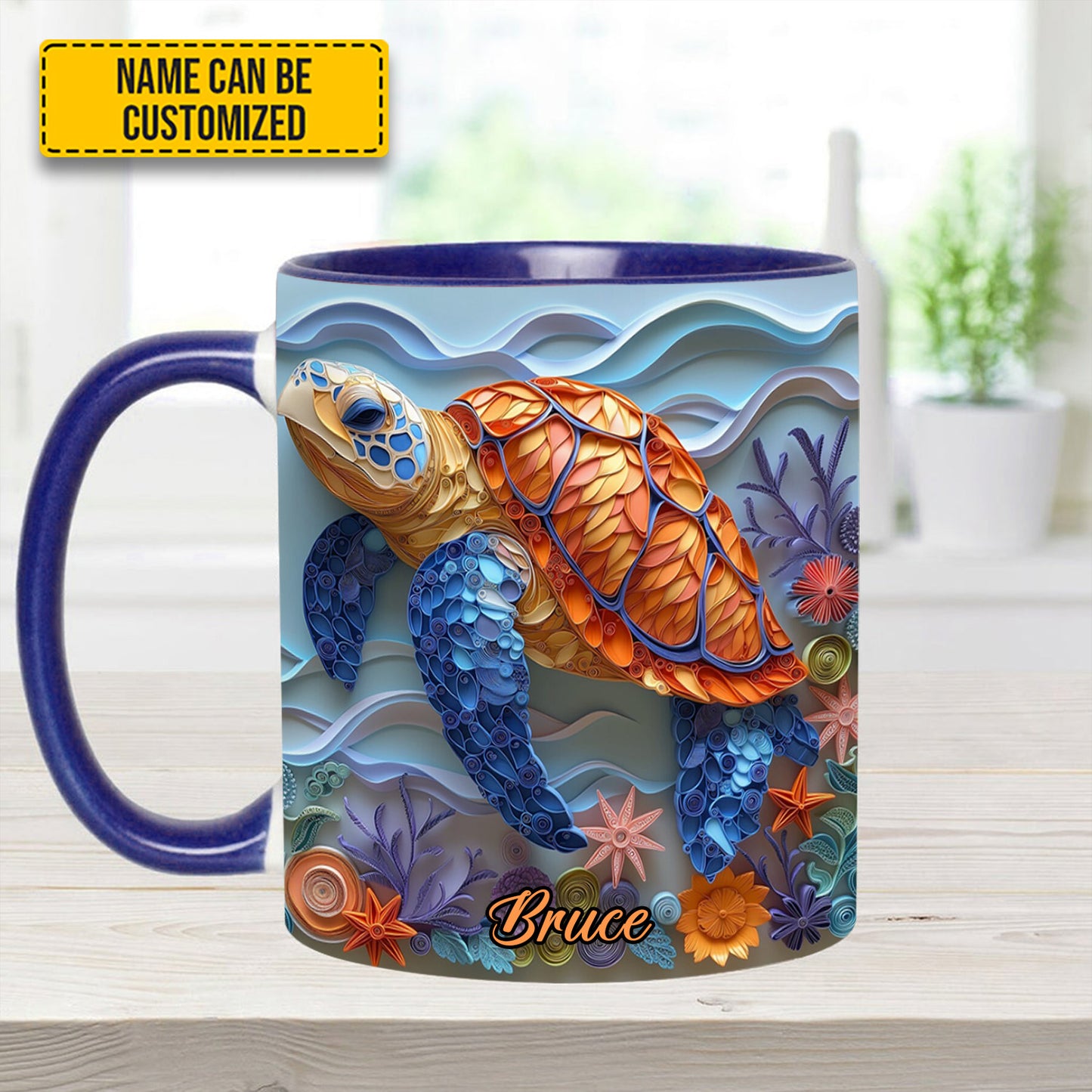 Sea Turtle - Personalized Turtle Accent Mug