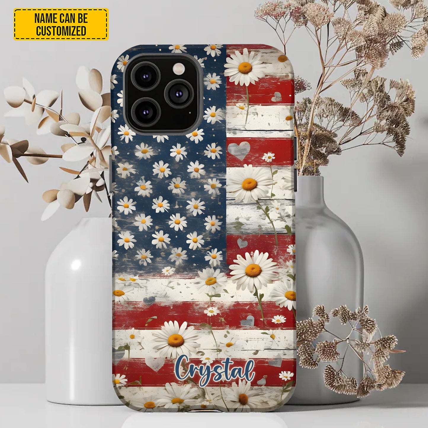 Personalized Flowers Patriotic Phone Case