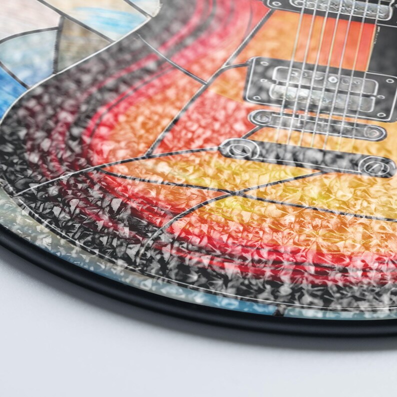 Faux Stained Glass Electric Guitar Suncatcher