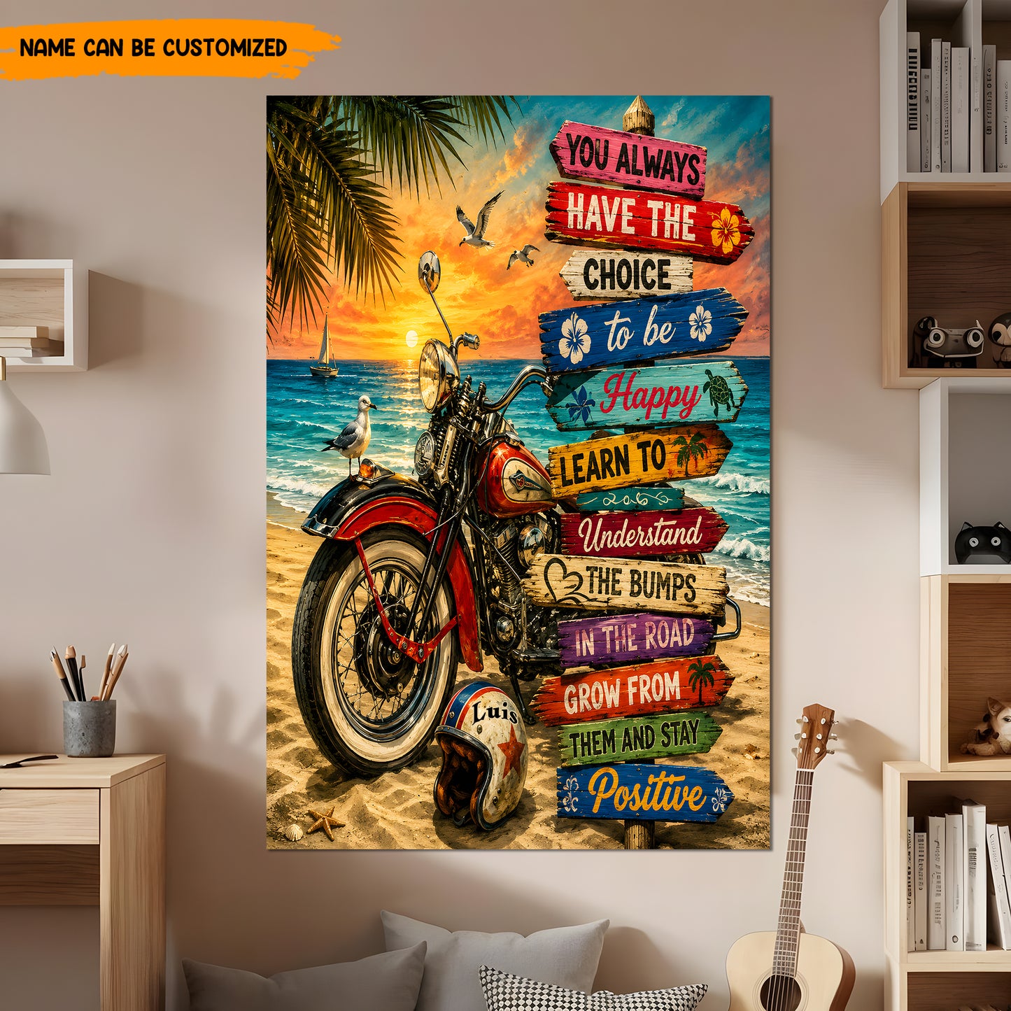 Positive Beach Rider – Personalized Poster Canvas
