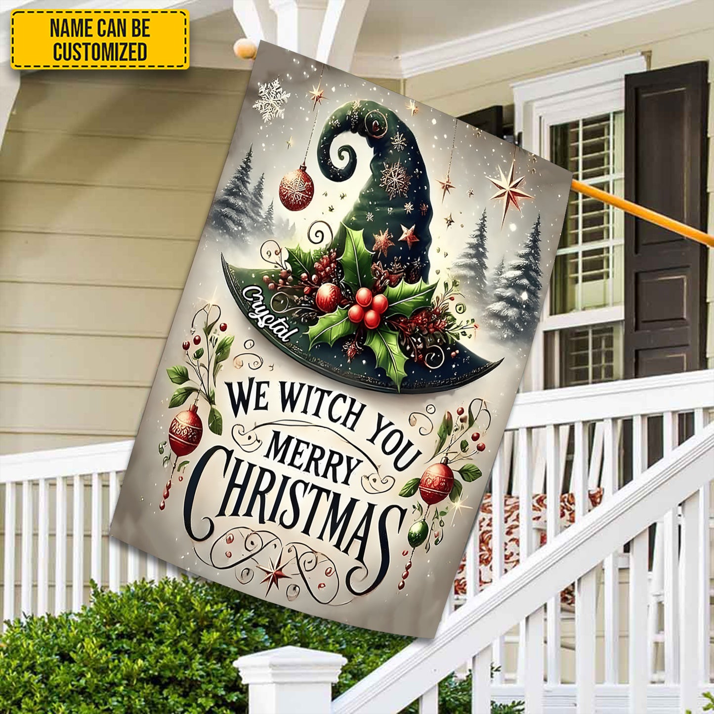 We Witch You Merry Christmas - Personalized Garden Flag, House Flag