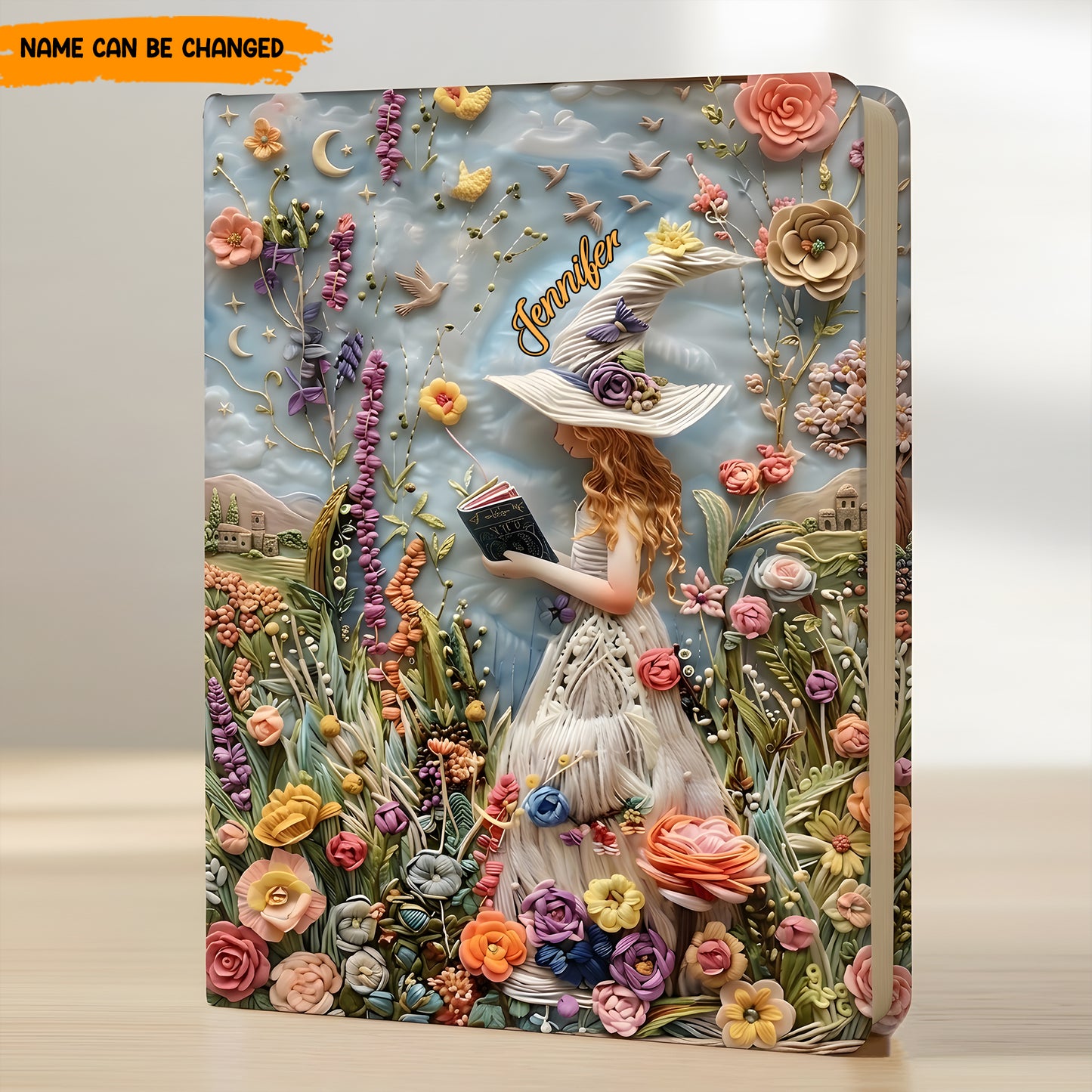 Personalized Beautiful Floral Witch Leather Journal