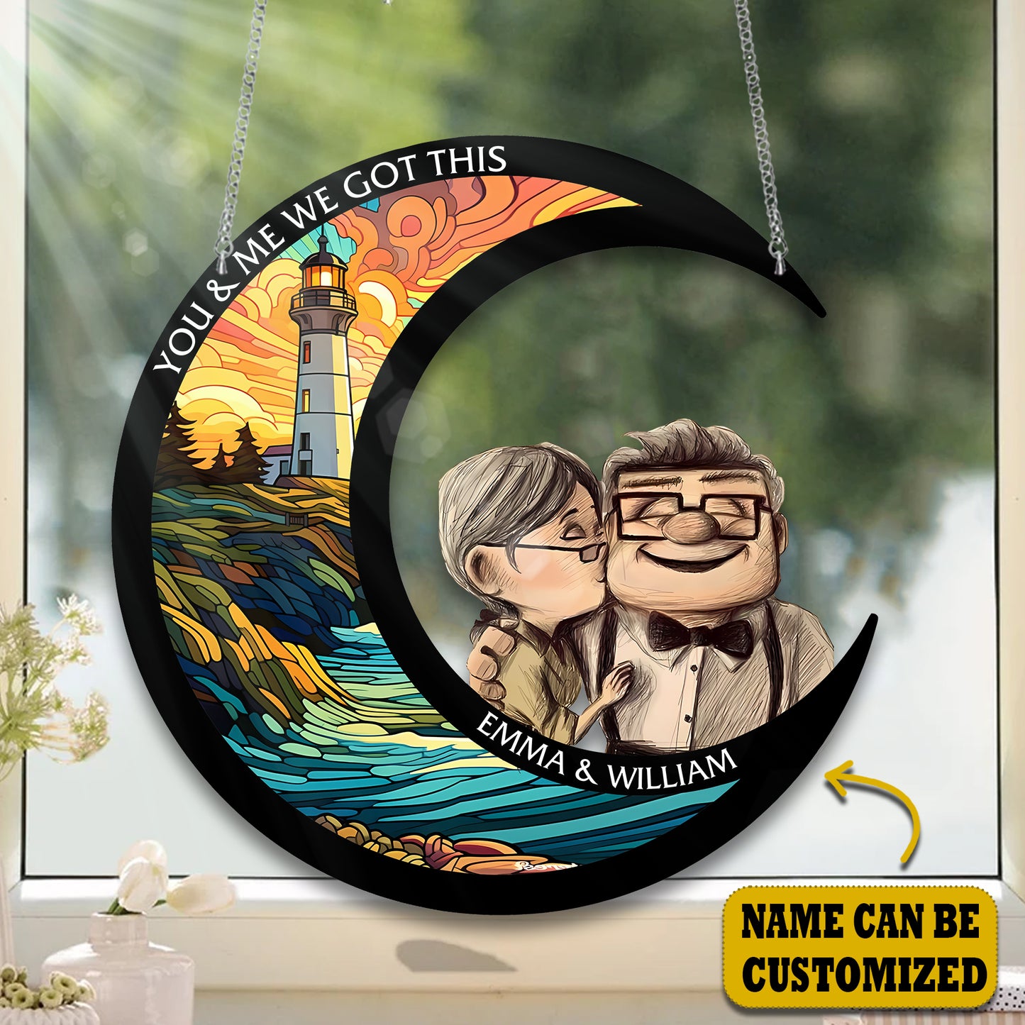 You and Me We Got This, Old Couple Acrylic Window, Couple Window Hanging