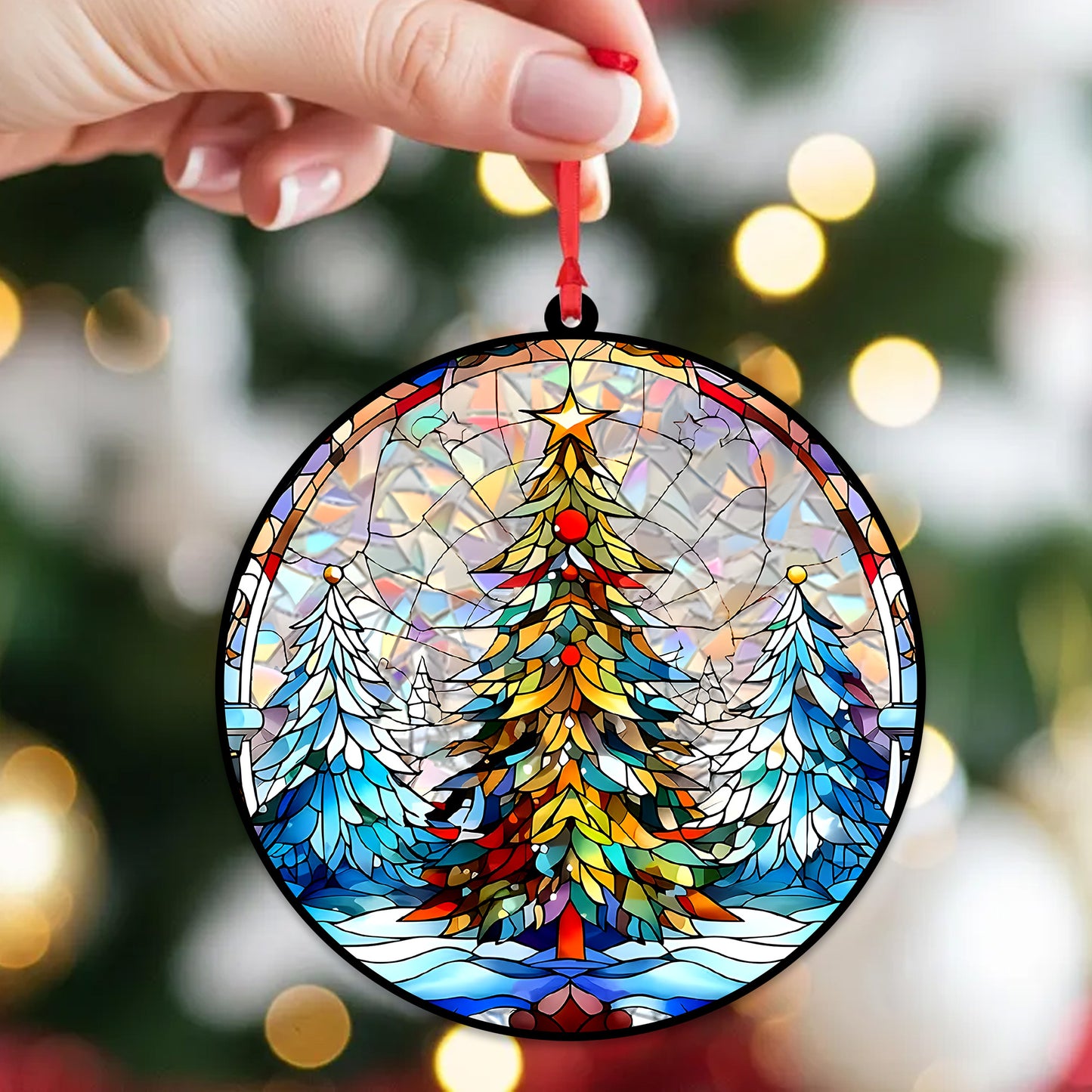 Stained Glass Christmas Tree Acrylic Ornament