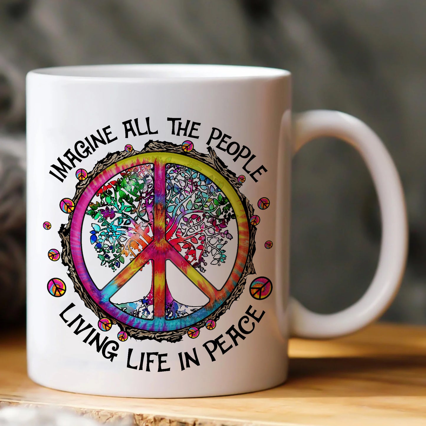 Imagine All The People - Hippie White Mug
