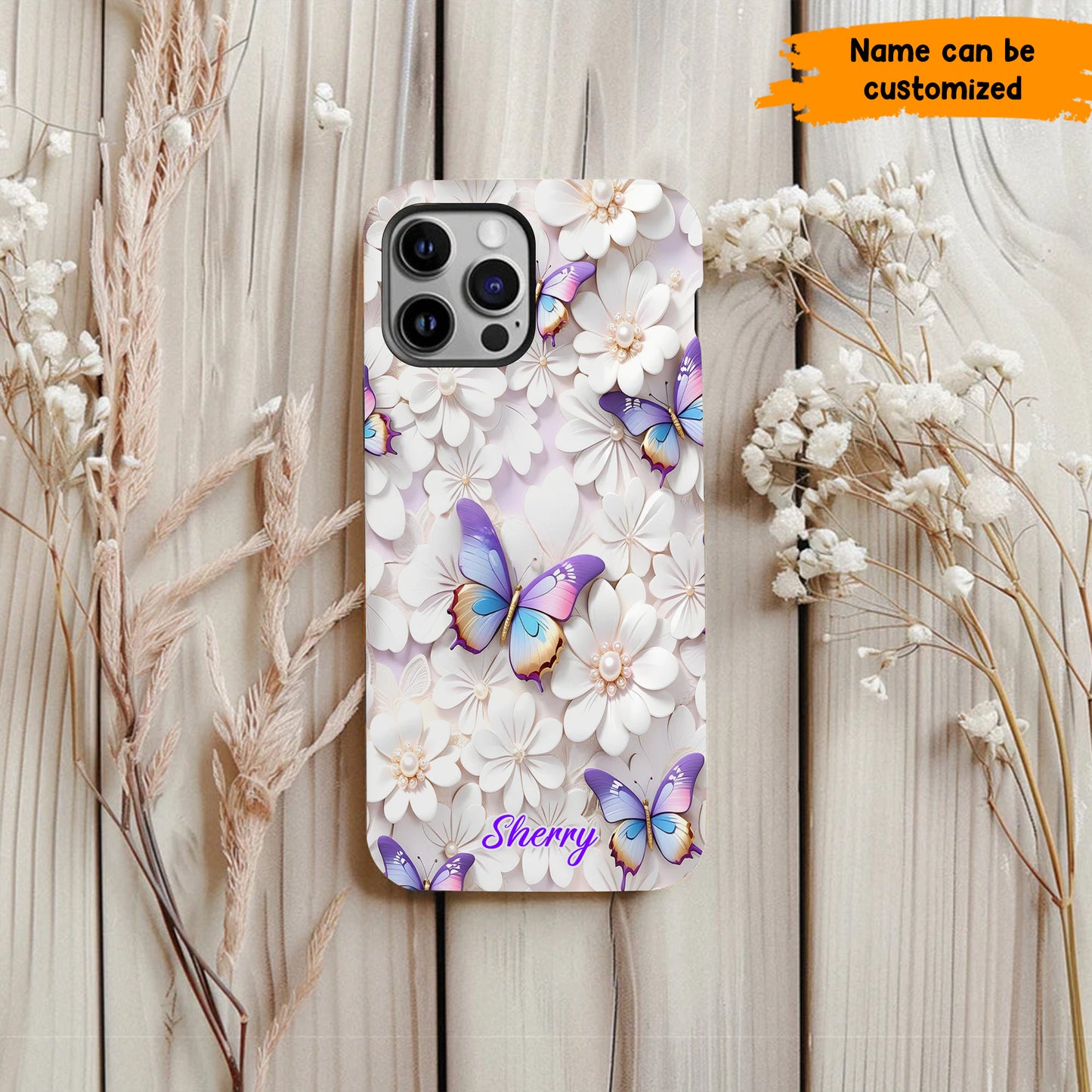 Personalized Beautiful Floral Butterfly Phone Case