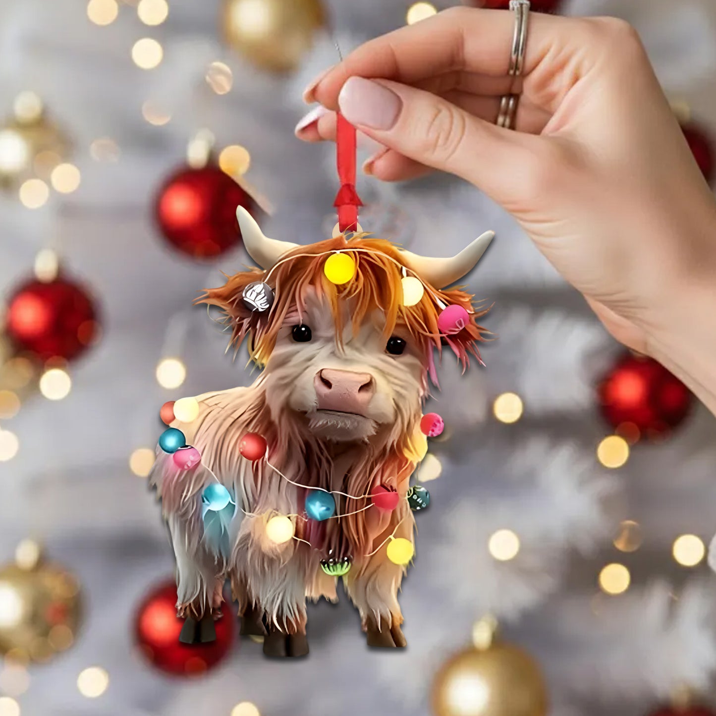Colorful Highland Cow Ornament