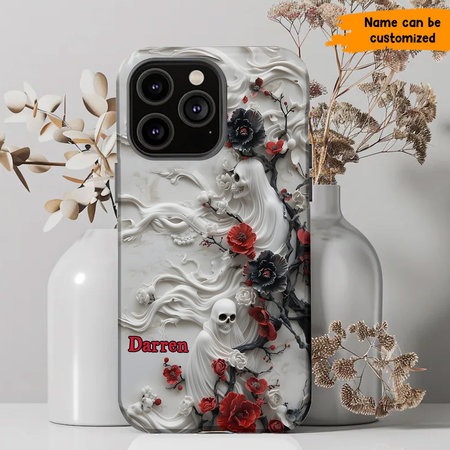 Personalized Floral Ghost Phone Case
