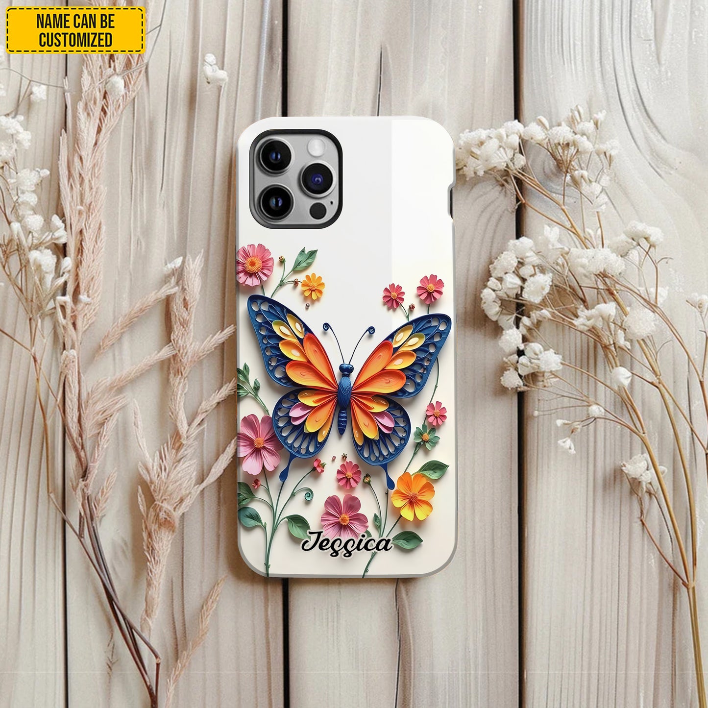 Personalized Butterfly & Floral Phone Case