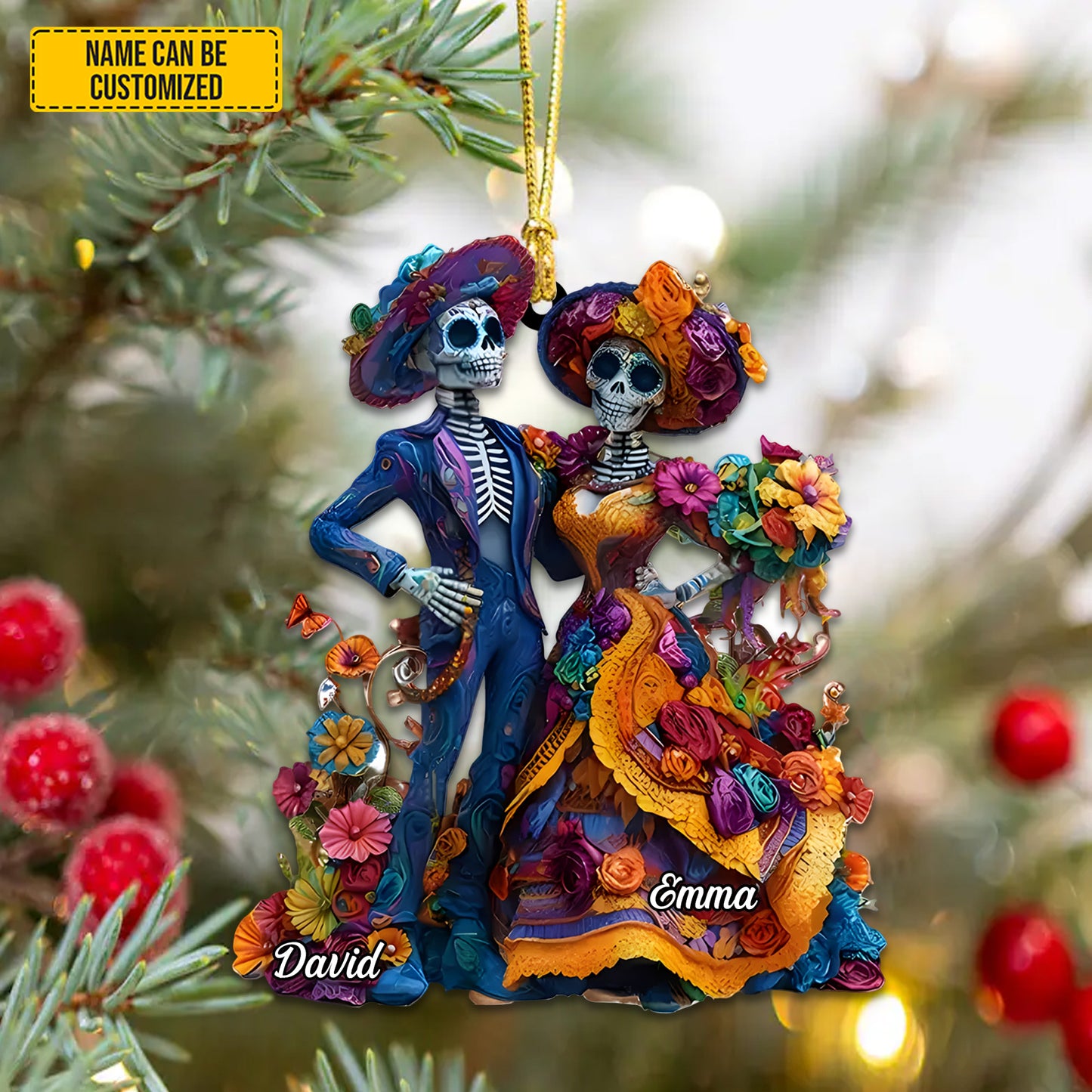 Personalized Day of the Dead Couple Ornament