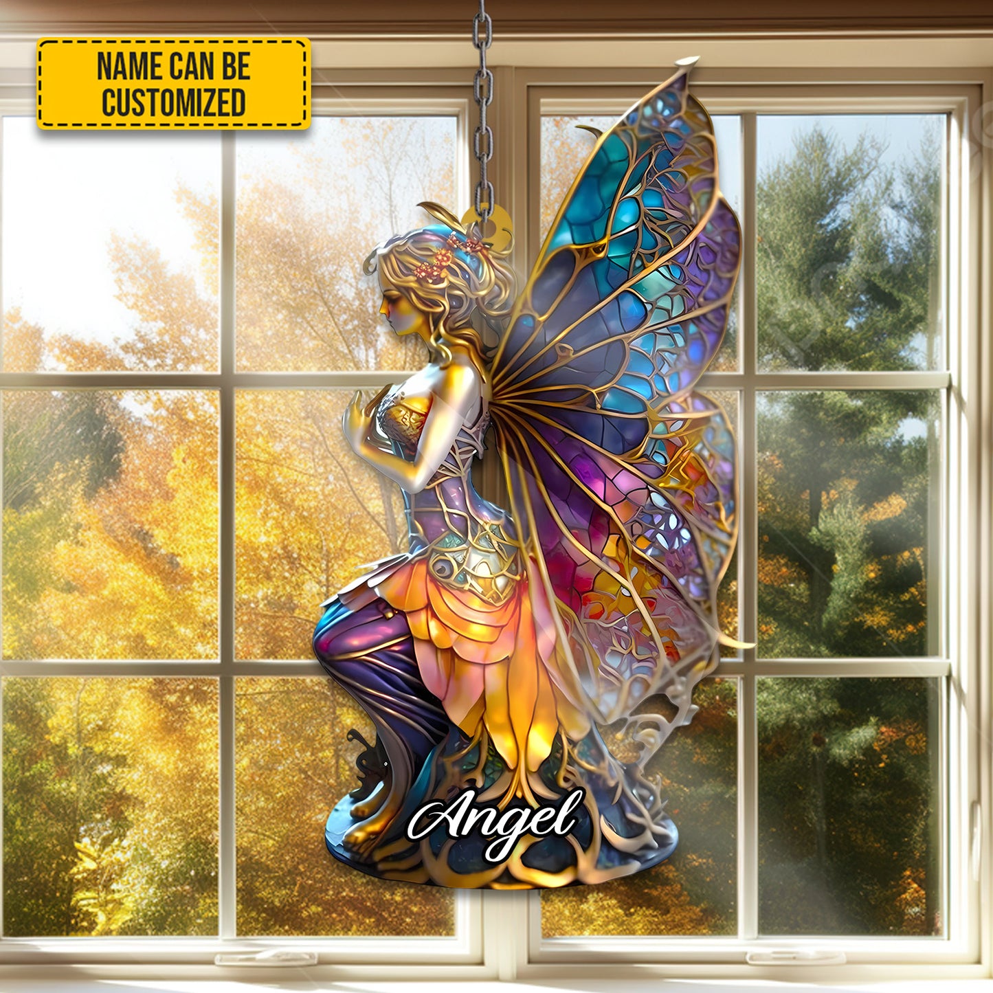 Personalized Angel & Witch Acrylic Window Hanging