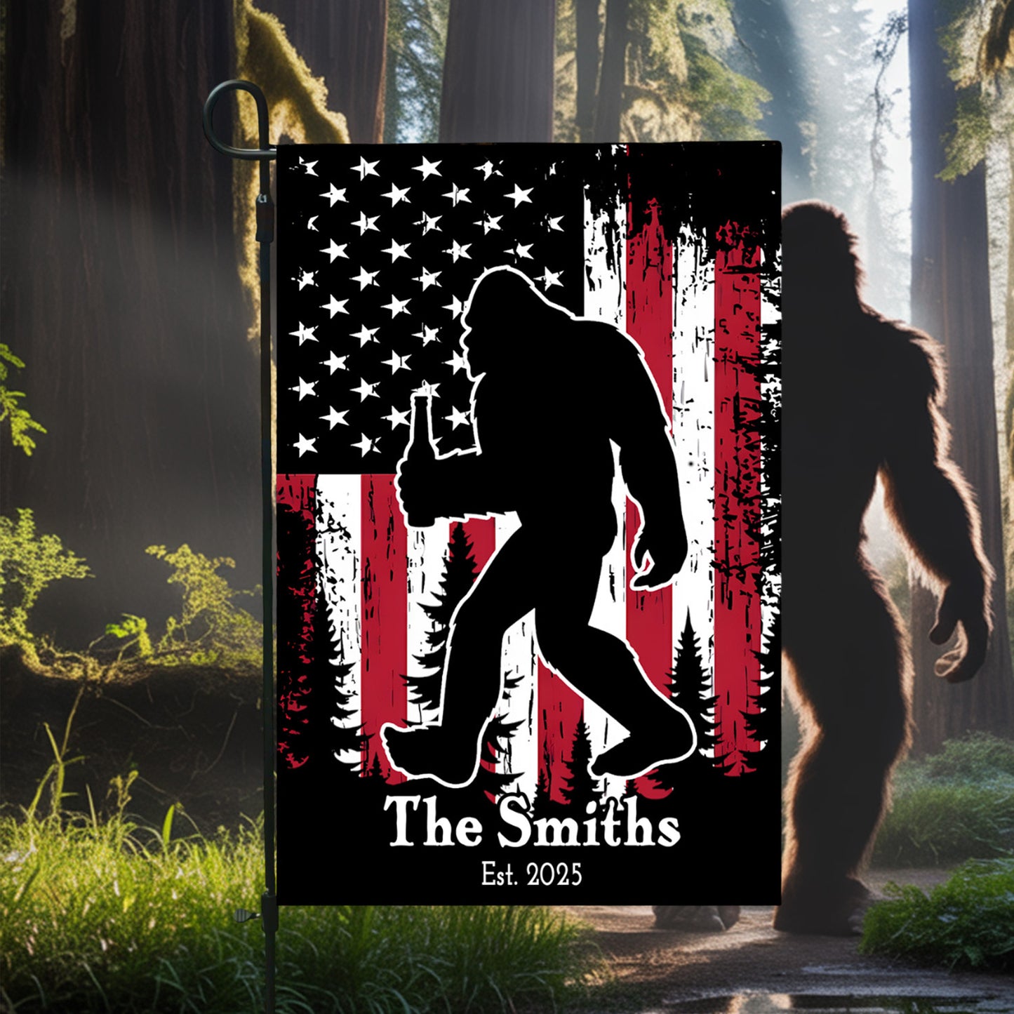 Personalized American Bigfoot Garden Flag, House Flag