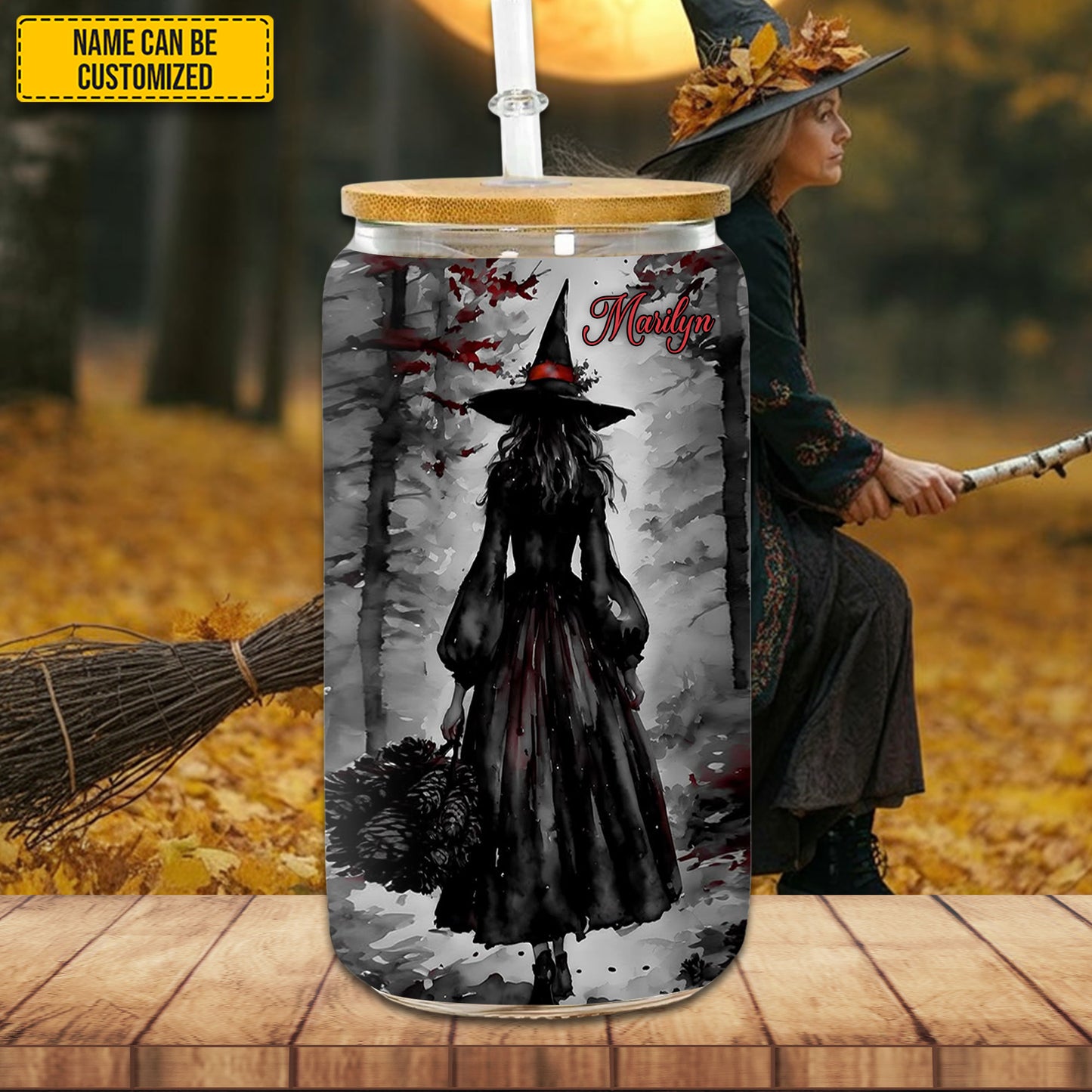 Witch In A World Full Of Princesses - Personalized 16Oz Glass Cup