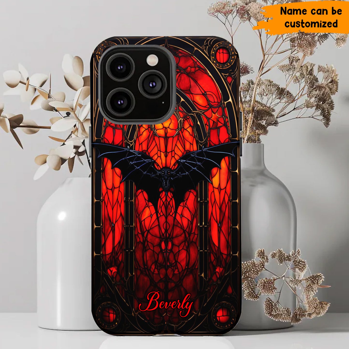 Bat Halloween Stained Glass - Personalized Phone Case
