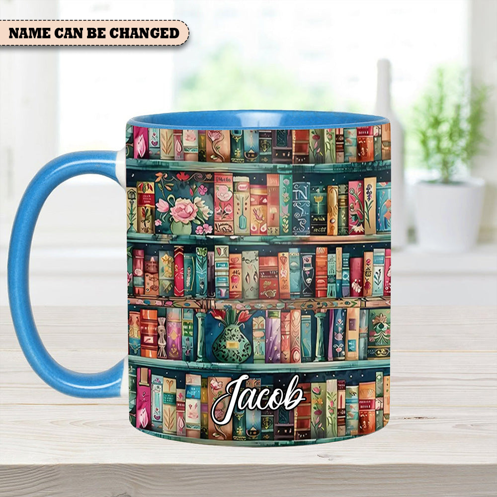 Personalized Bookshelf Mug – Cozy Library Lover’s Dream