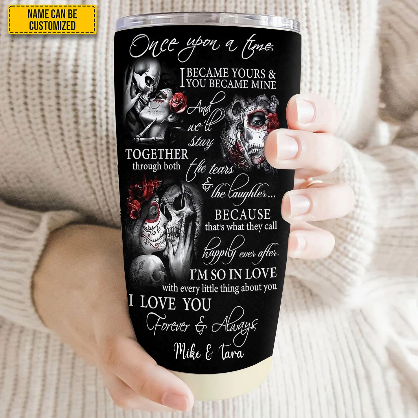 Gothic “Forever & Always” Personalized Couple Tumbler