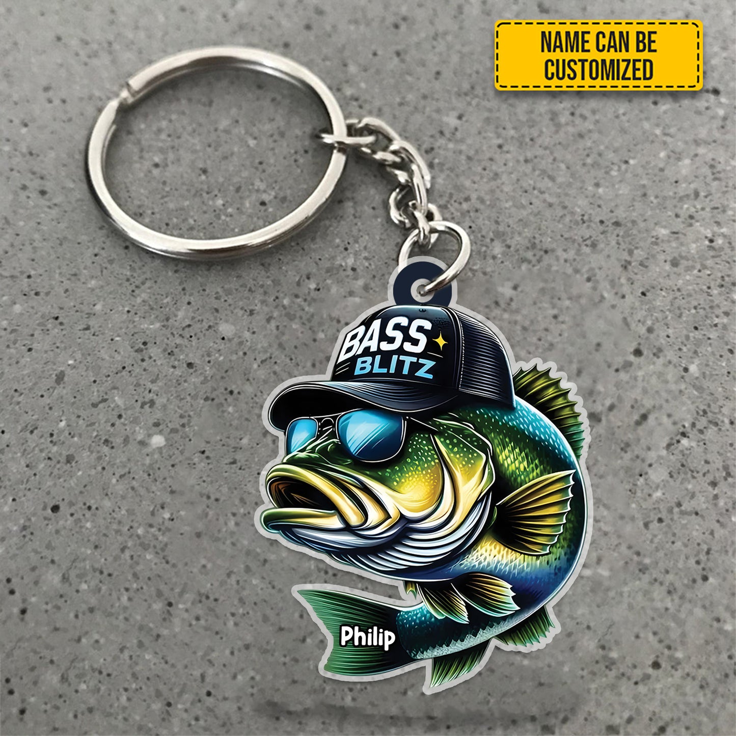 Bass Blitz – Personalized Fishing Keychain