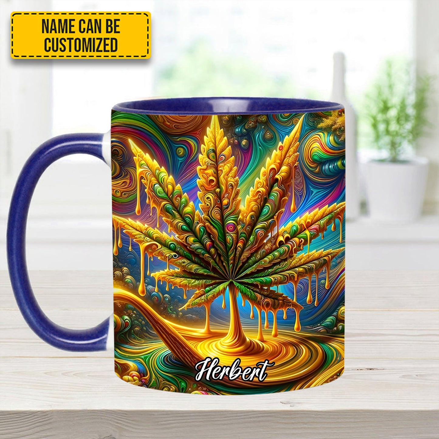Personalized Colorful Psychedelic Weed Accent Mug