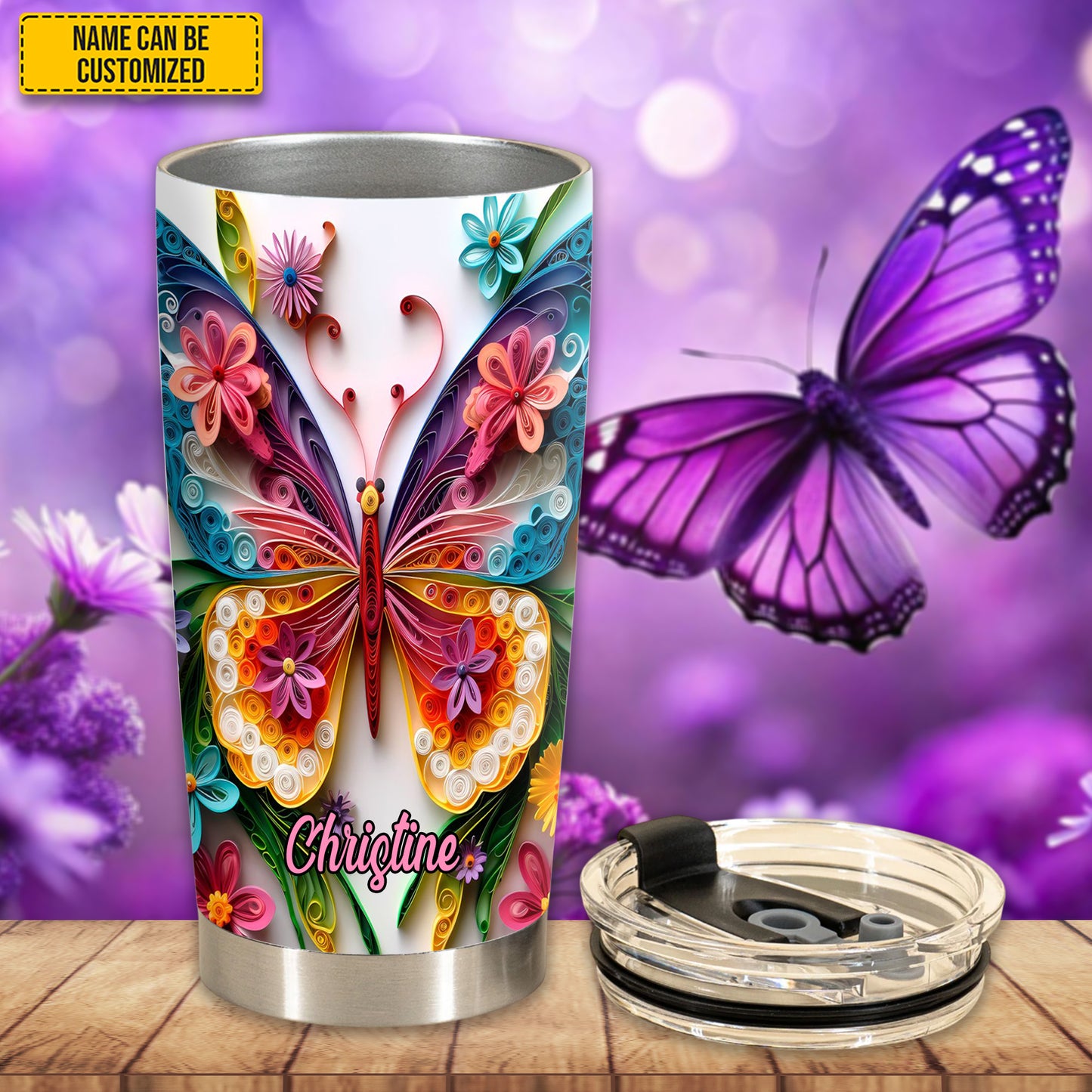Colorful Butterfly - Personalized Butterfly Tumbler
