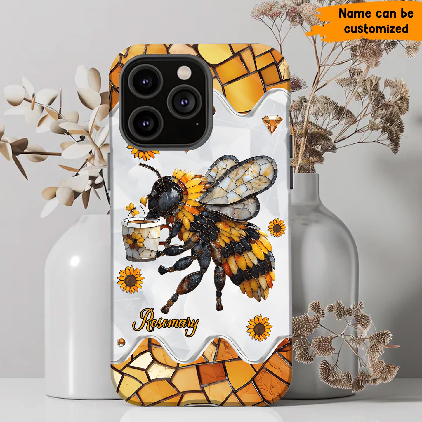 Personalized Stained Glass Bee Phone Case