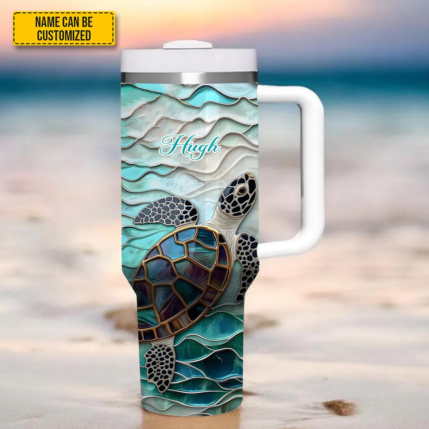 Ocean Turtle - Personalized Tumbler With Handle 40oz