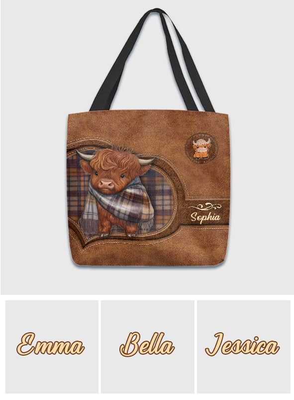 Cute Highland Cow - Personalized Highland Cow Tote Bag