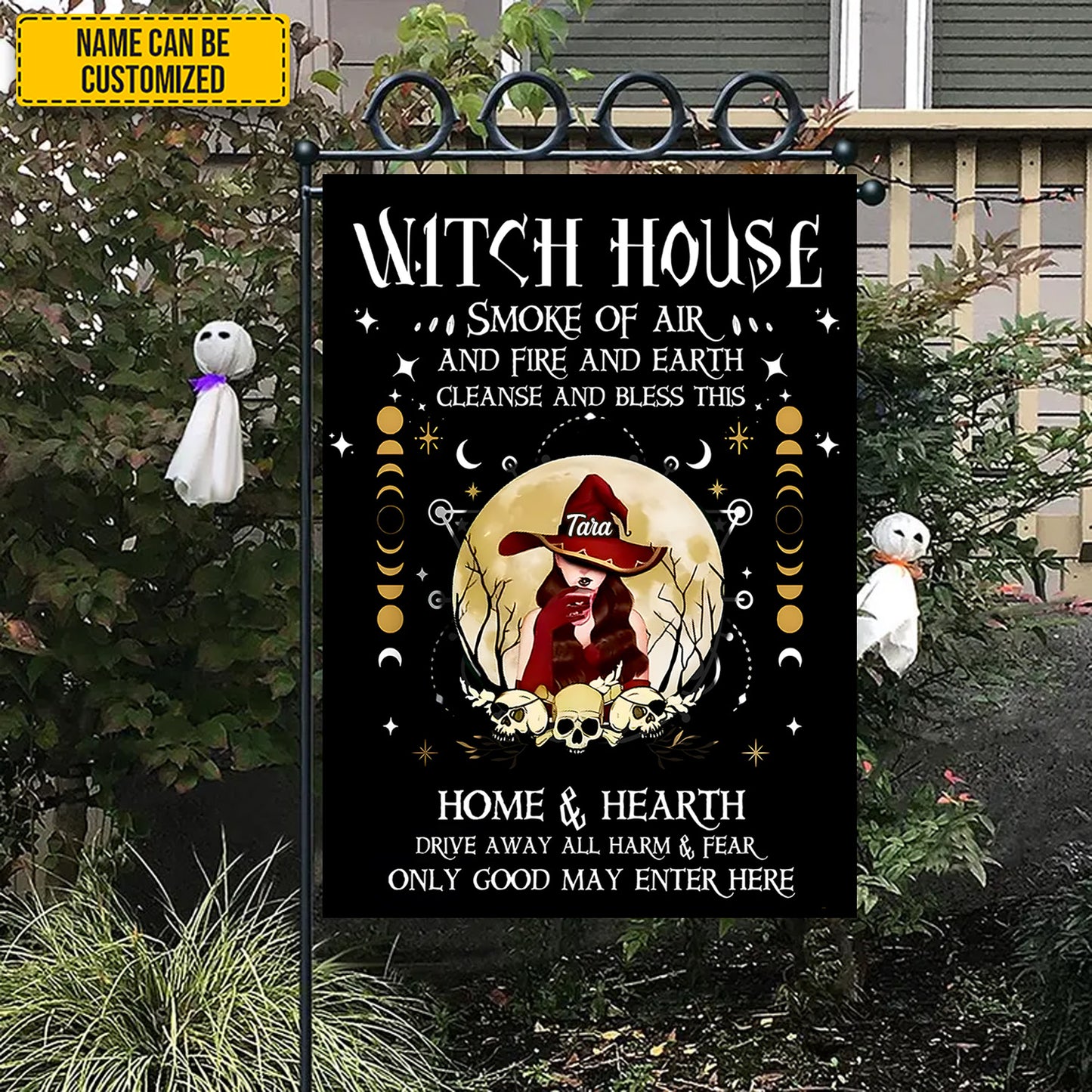 Witch House - Personalized Halloween Garden Flag, House Flag