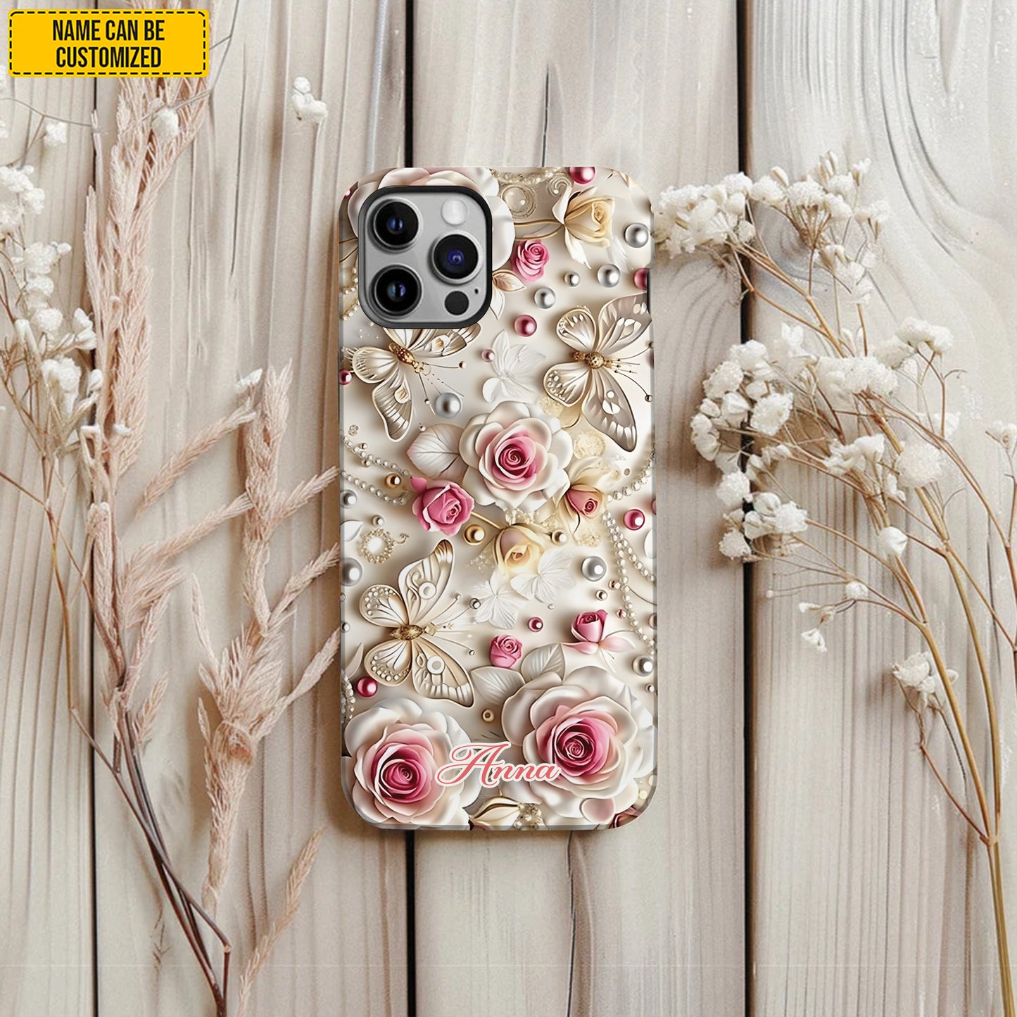 Flowers & Butterflies - Personalized Phone Case