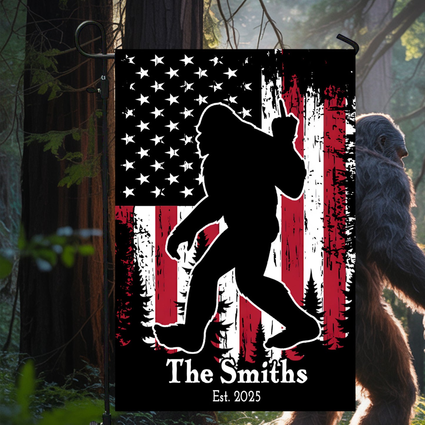 Personalized American Bigfoot Garden Flag, House Flag