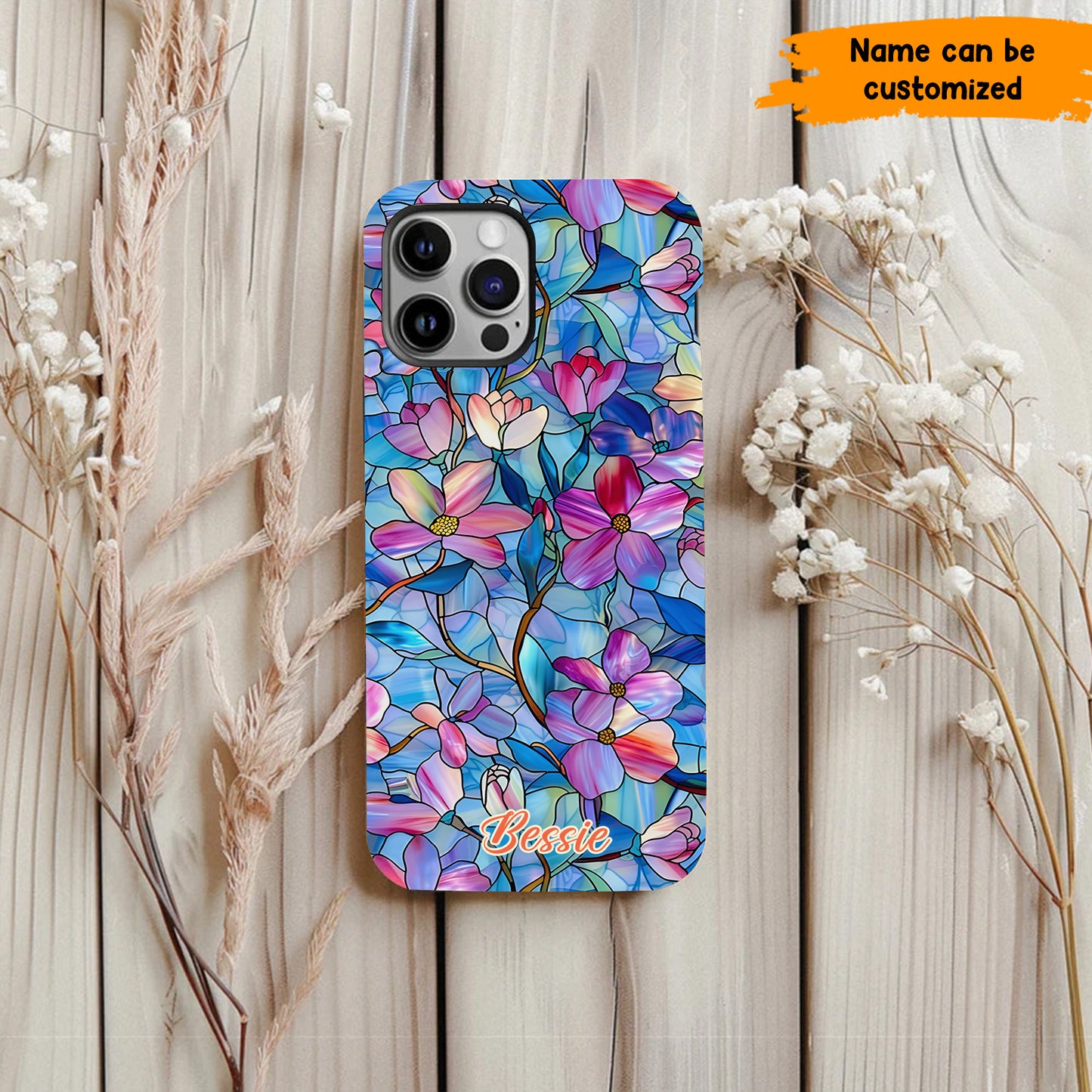 Personalized Stained Glass Floral Phone Case