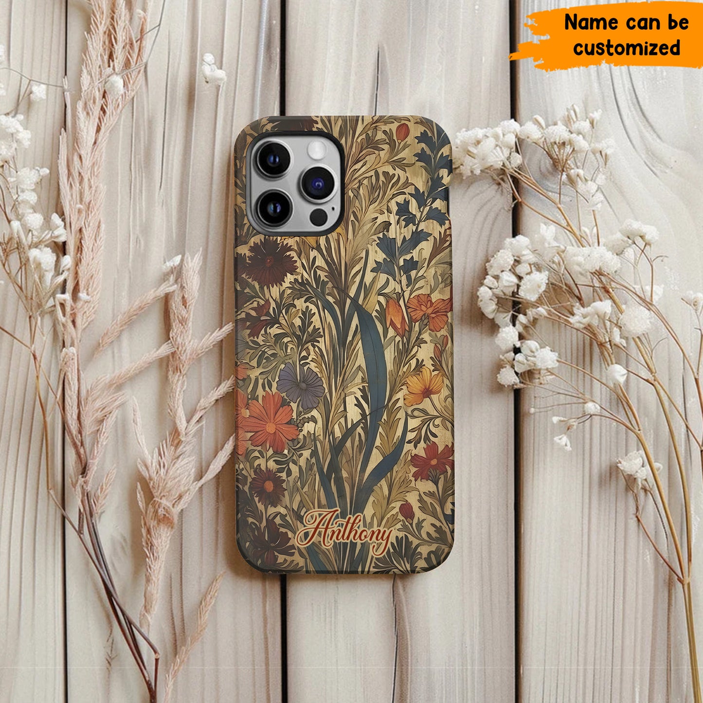 Dark Aesthetic Flower - Personalized Wildflower Phone Case