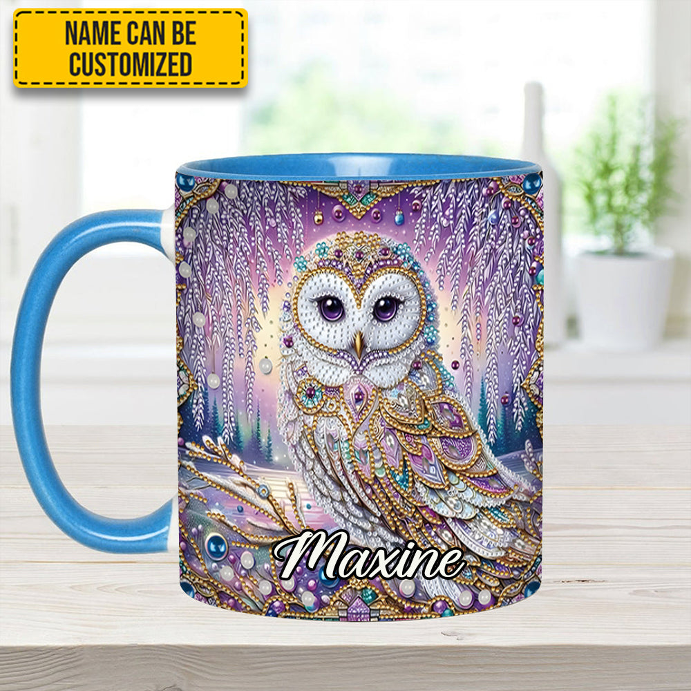 Crystal Diamond - Personalized Owl Accent Mug