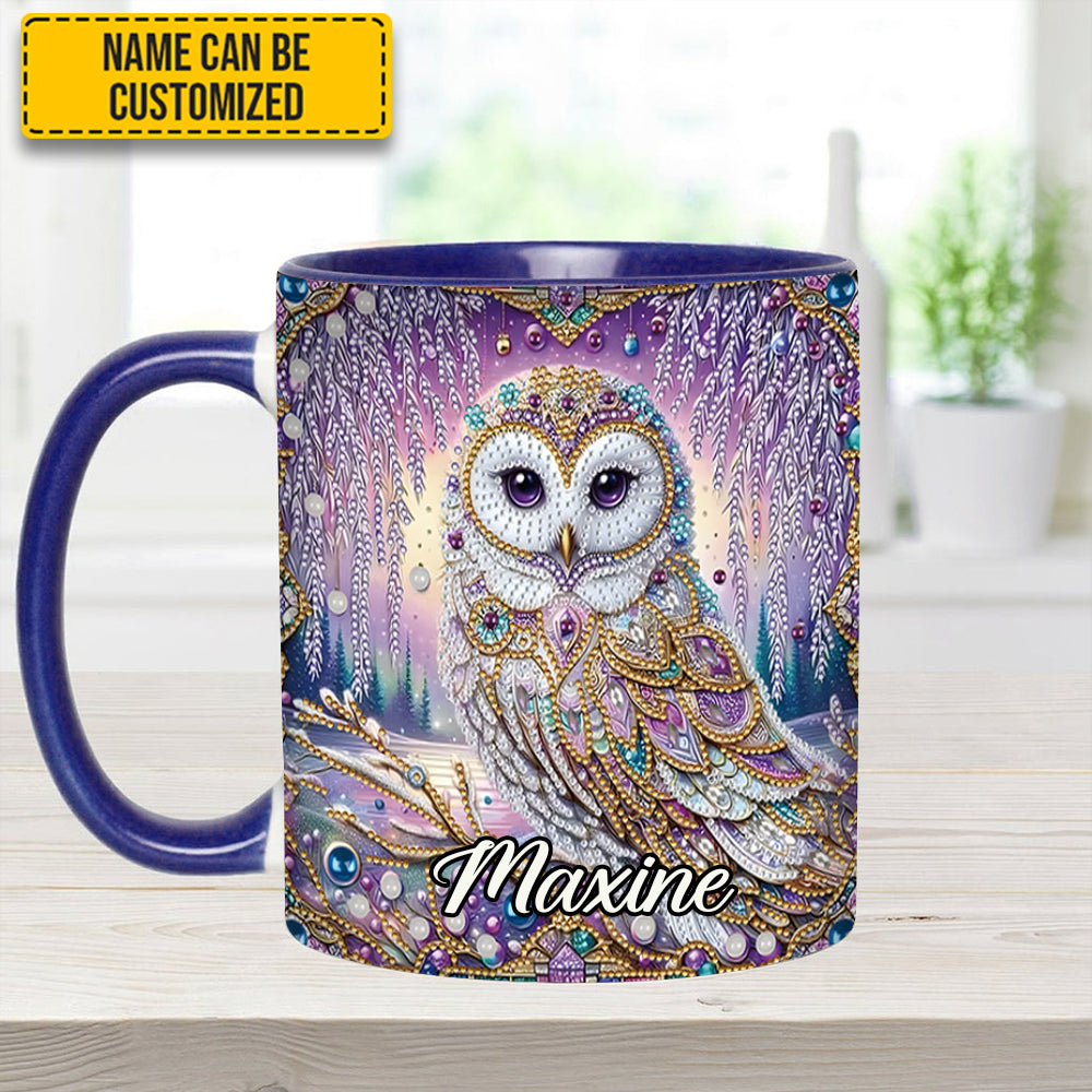 Crystal Diamond - Personalized Owl Accent Mug