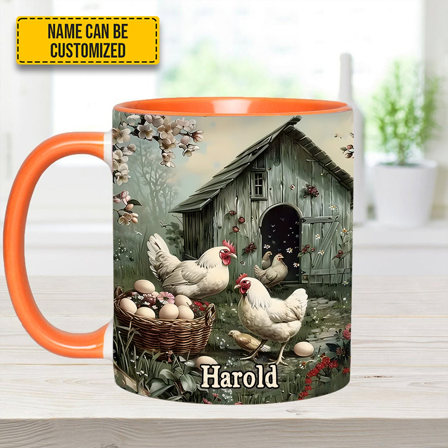 Farm Life – Personalized Chicken Accent Mug