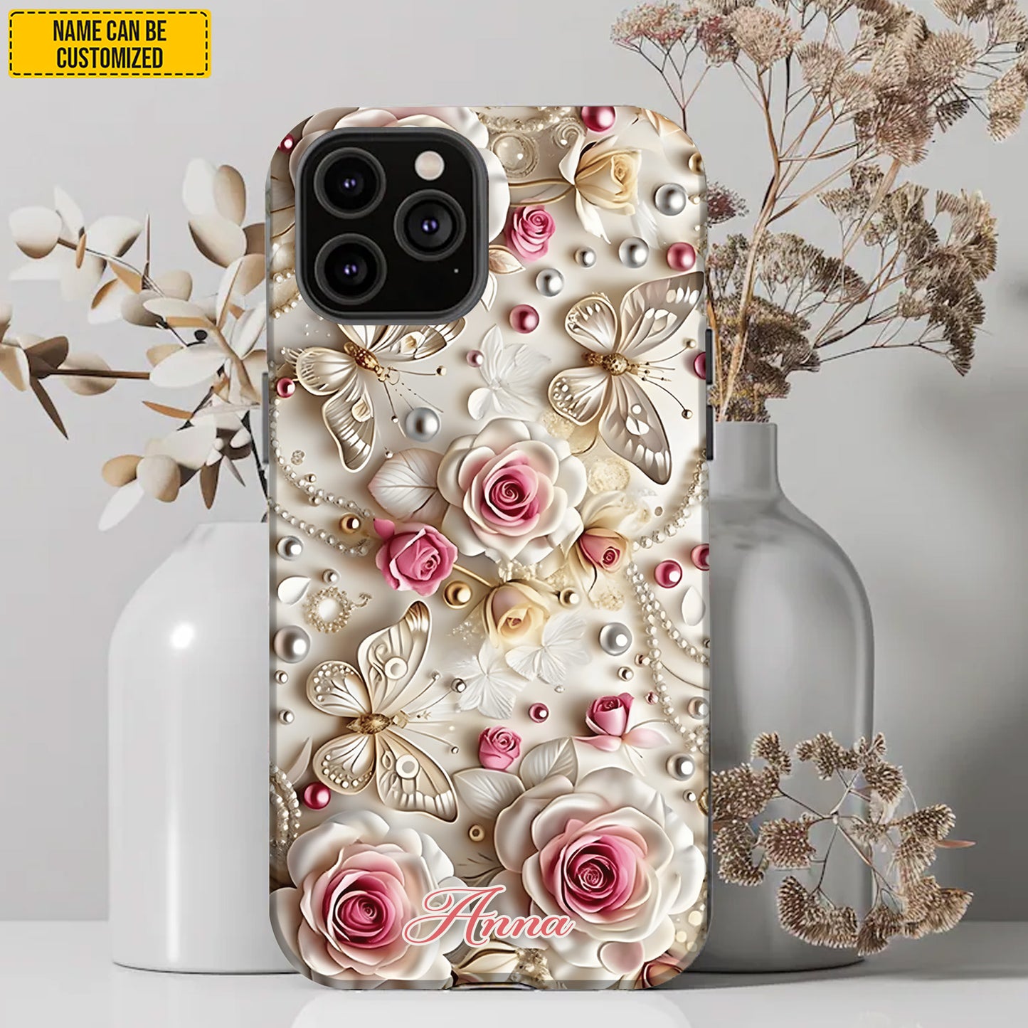 Flowers & Butterflies - Personalized Phone Case