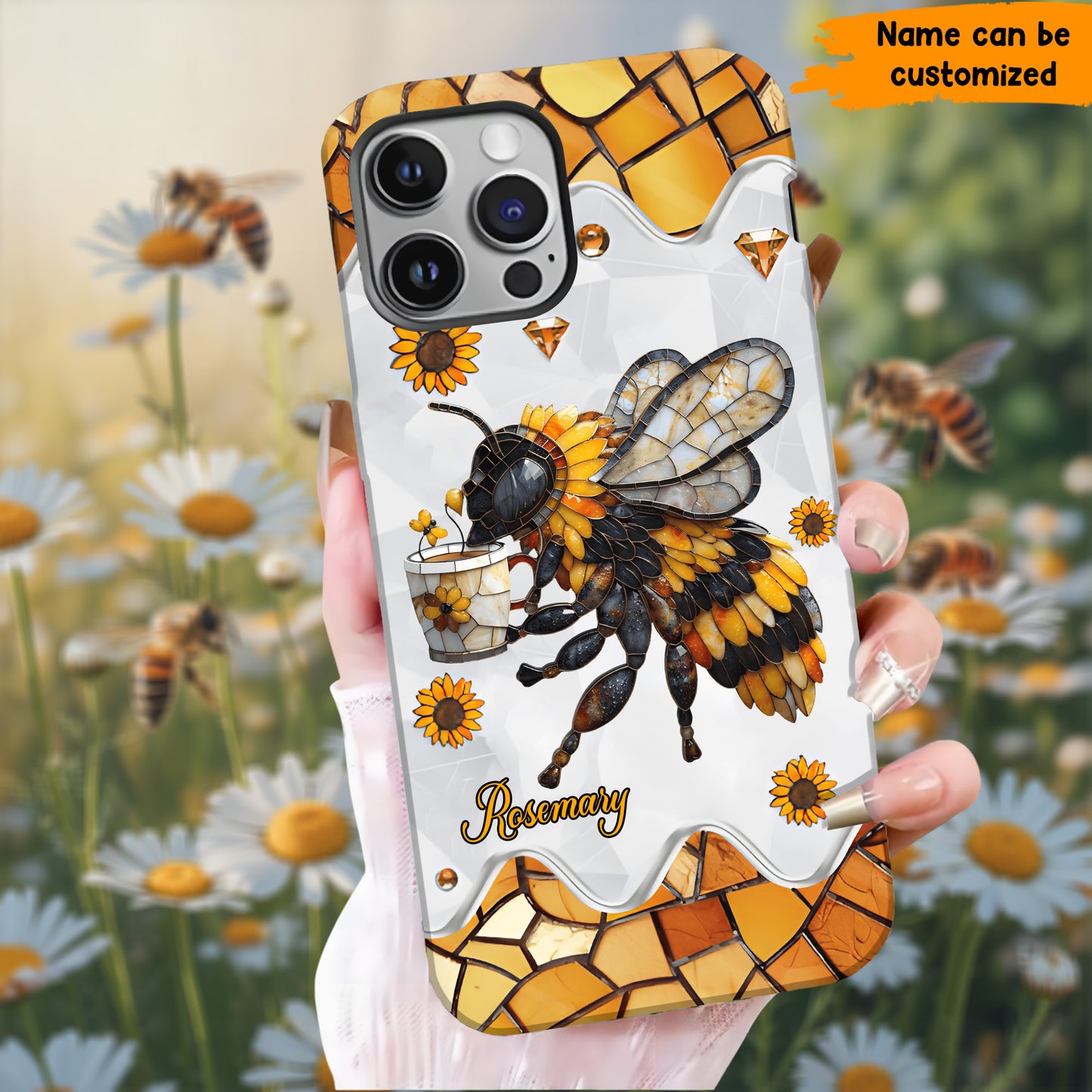 Personalized Stained Glass Bee Phone Case