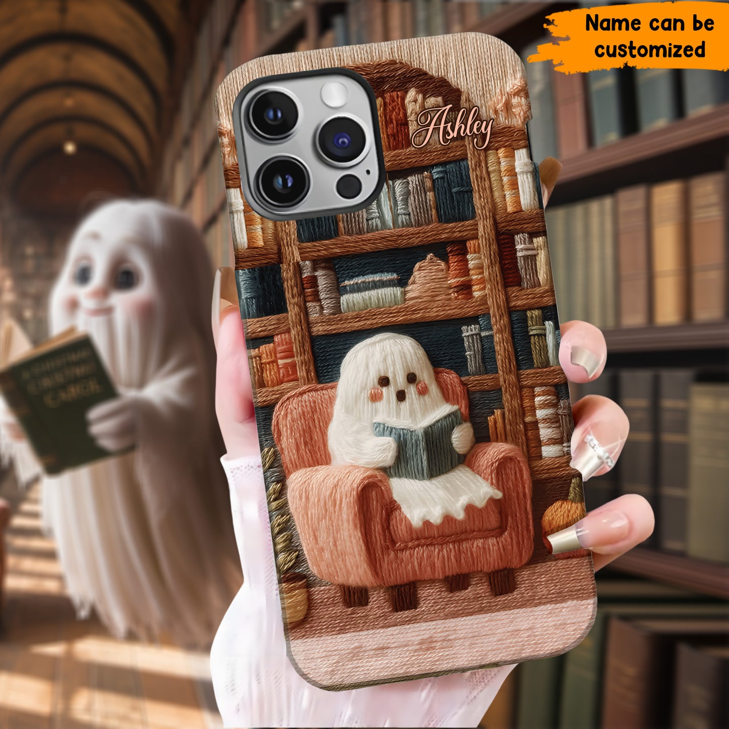 Cute Ghost Reader - Personalized Phone Case